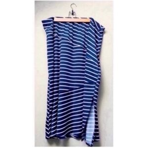 Plus Size Blue & White Bandage Striped Maxi Skirt